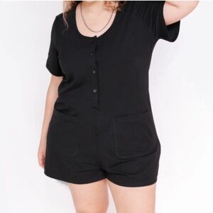 Smash & Tess Tide Romper Size 3XL Black Button Up Front Pockets